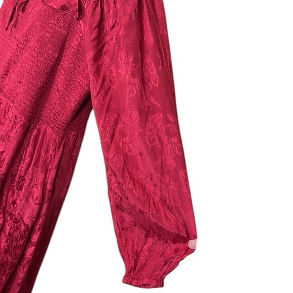 Maurice’s women’s xxl red floral jacquard midi dress smock balloon sleeve - Picture 3 of 9